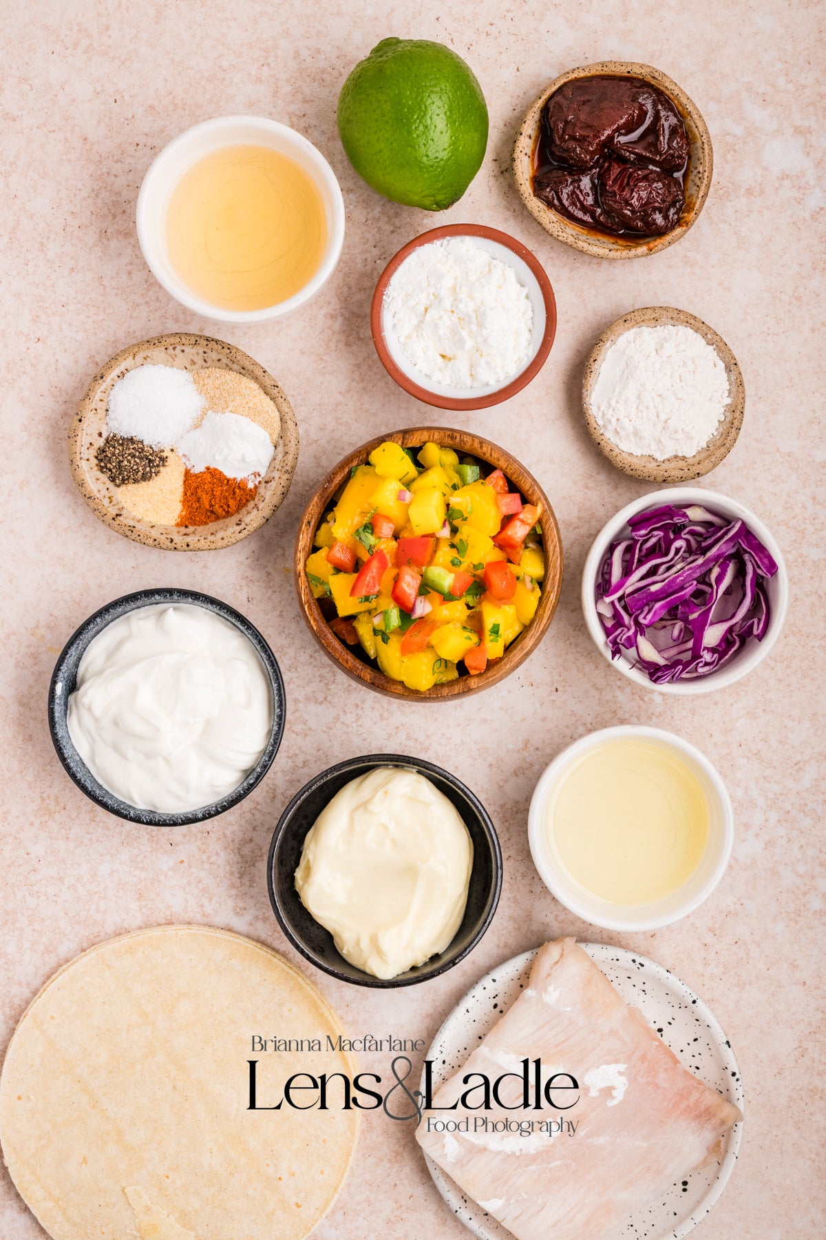 Beer-Battered Fish Tacos (with chipotle crema) and Mango Salsa- 2 exclusive recipes set