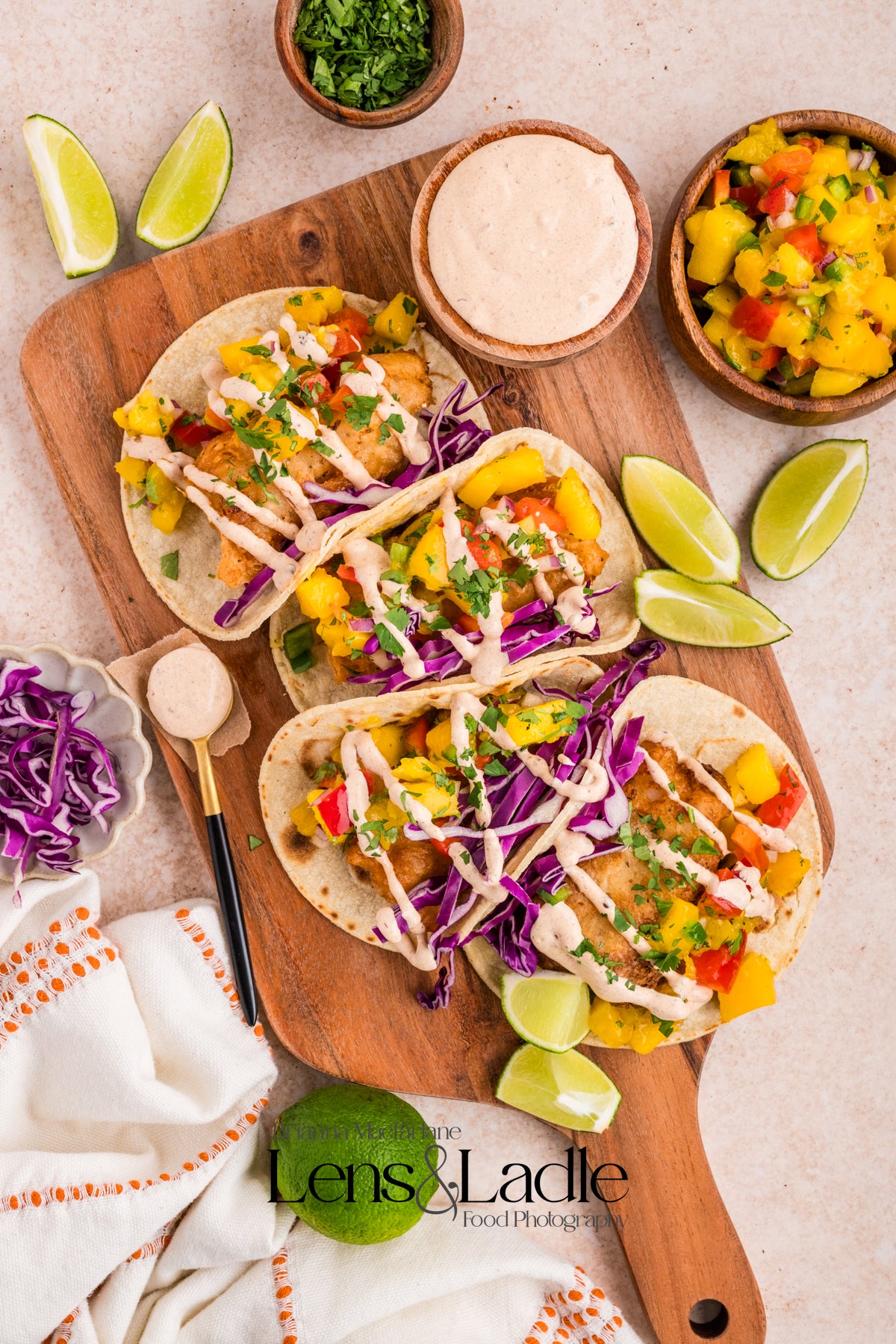 Beer-Battered Fish Tacos (with chipotle crema) and Mango Salsa- 2 exclusive recipes set