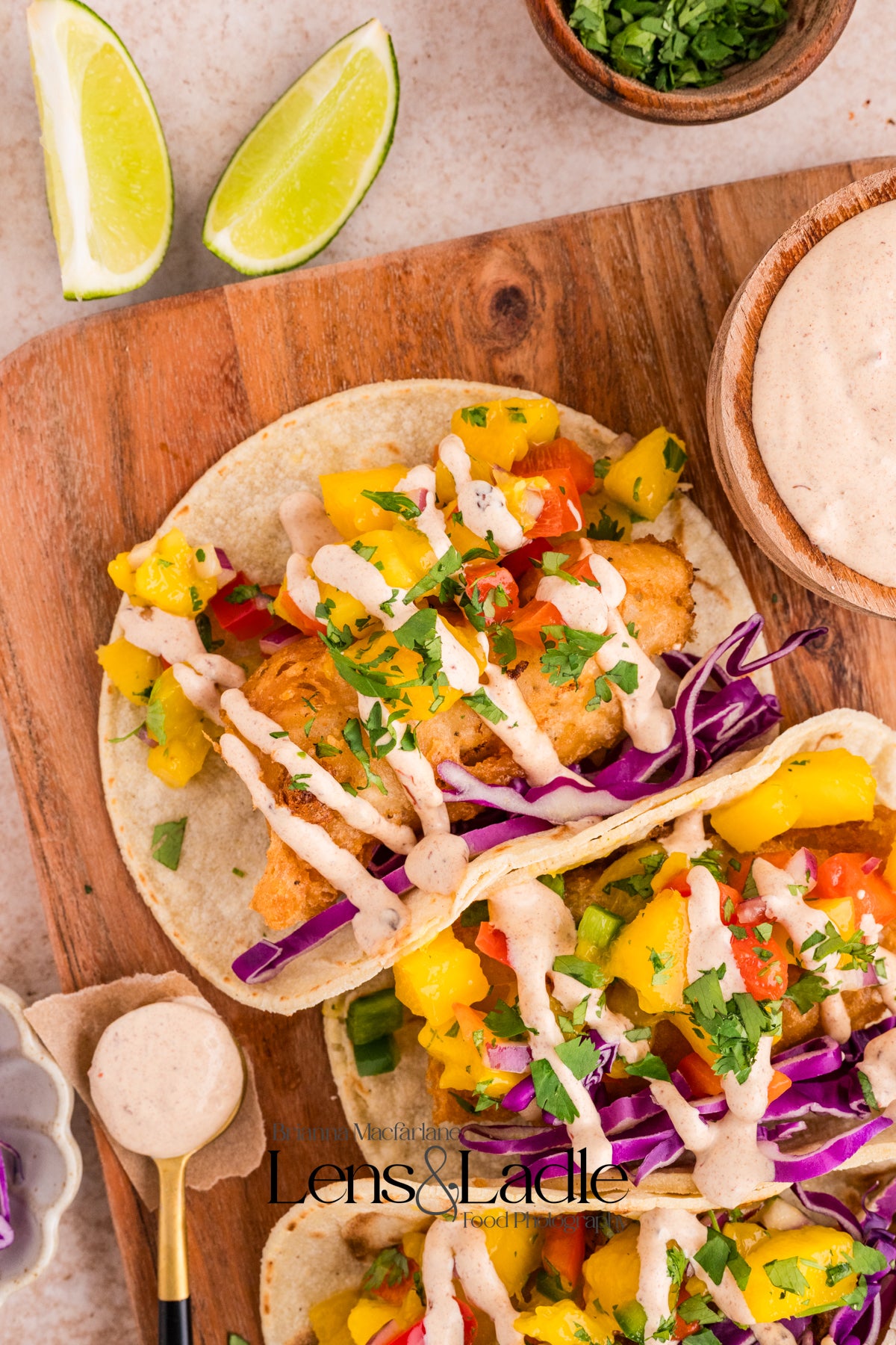Beer-Battered Fish Tacos (with chipotle crema) and Mango Salsa- 2 exclusive recipes set
