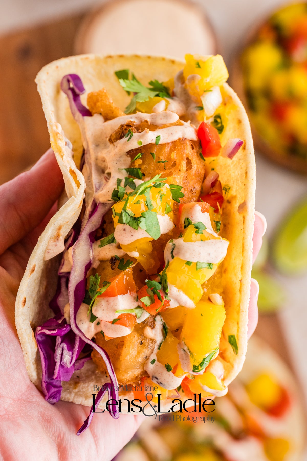 Beer-Battered Fish Tacos (with chipotle crema) and Mango Salsa- 2 exclusive recipes set