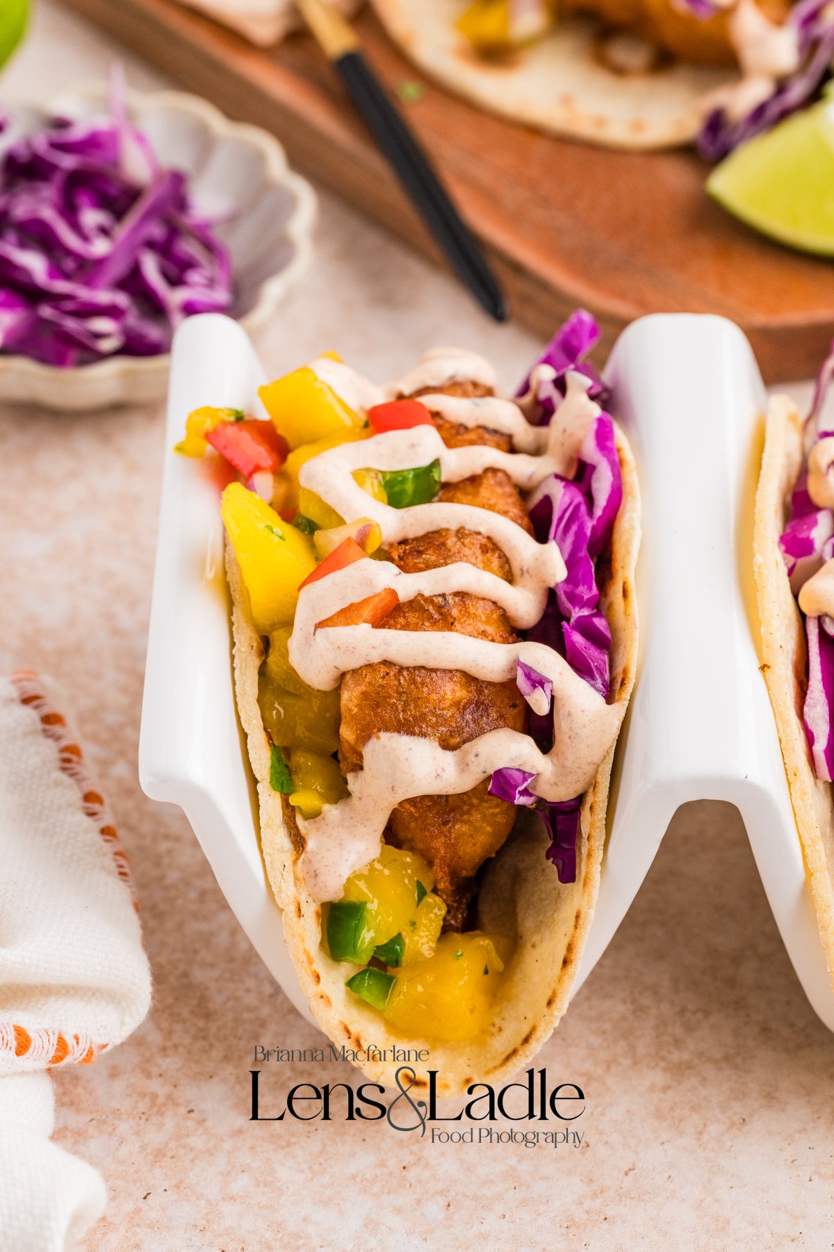 Beer-Battered Fish Tacos (with chipotle crema) and Mango Salsa- 2 exclusive recipes set